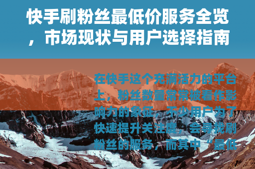 快手刷粉丝最低价服务全览，市场现状与用户选择指南