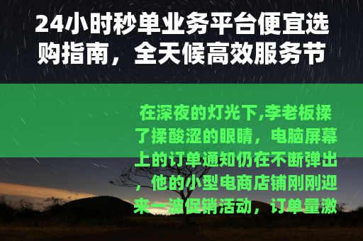 24小时秒单业务平台便宜选购指南，全天候高效服务节省成本秘籍