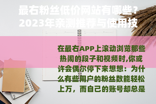 最右粉丝低价网站有哪些？2023年亲测推荐与使用技巧分享