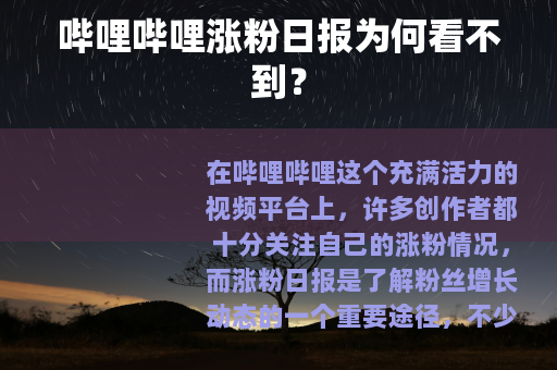 哔哩哔哩涨粉日报为何看不到？
