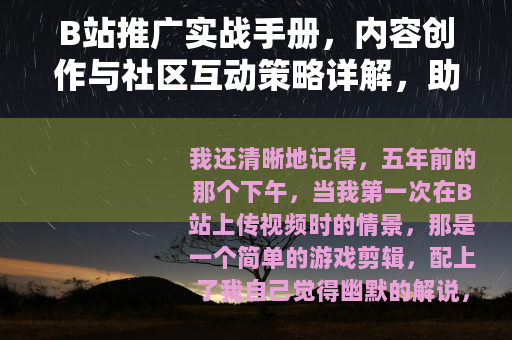 B站推广实战手册，内容创作与社区互动策略详解，助力品牌增长