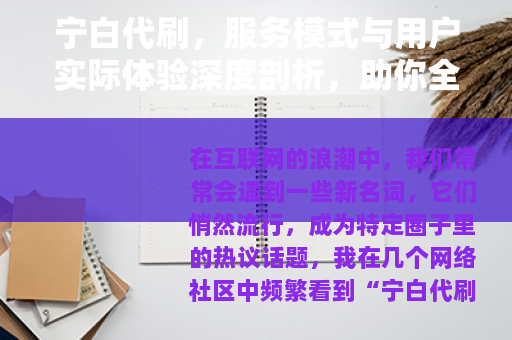 宁白代刷，服务模式与用户实际体验深度剖析，助你全面了解