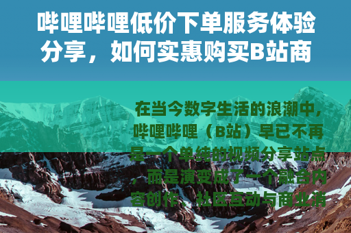 哔哩哔哩低价下单服务体验分享，如何实惠购买B站商品与会员