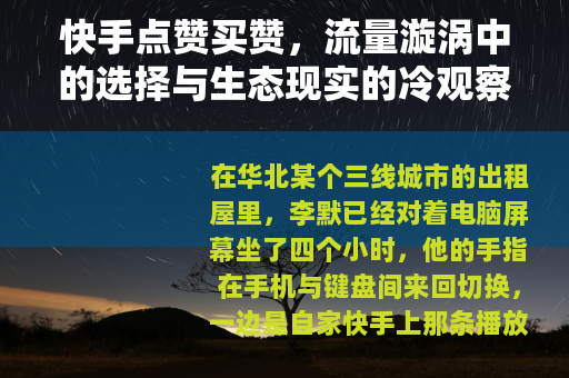 快手点赞买赞，流量漩涡中的选择与生态现实的冷观察