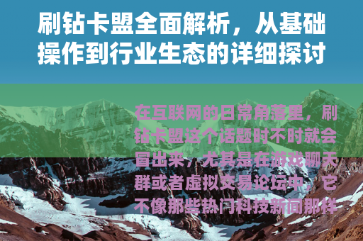 刷钻卡盟全面解析，从基础操作到行业生态的详细探讨