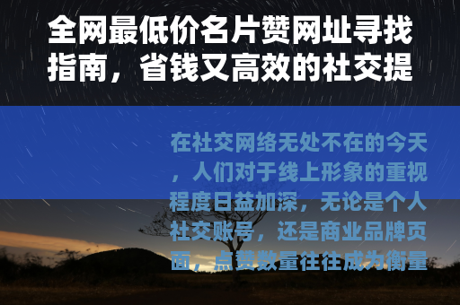 全网最低价名片赞网址寻找指南，省钱又高效的社交提升方法