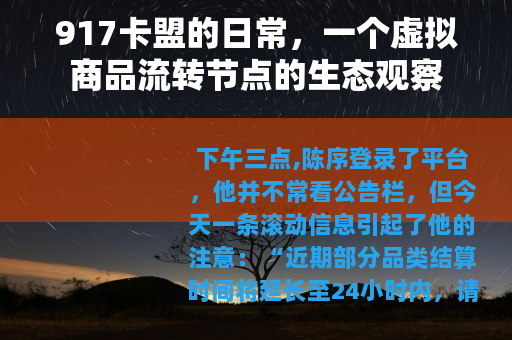 917卡盟的日常，一个虚拟商品流转节点的生态观察