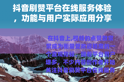 抖音刷赞平台在线服务体验，功能与用户实际应用分享