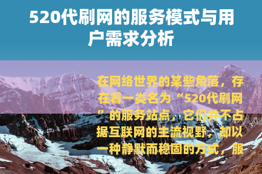 520代刷网的服务模式与用户需求分析