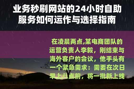 业务秒刷网站的24小时自助服务如何运作与选择指南