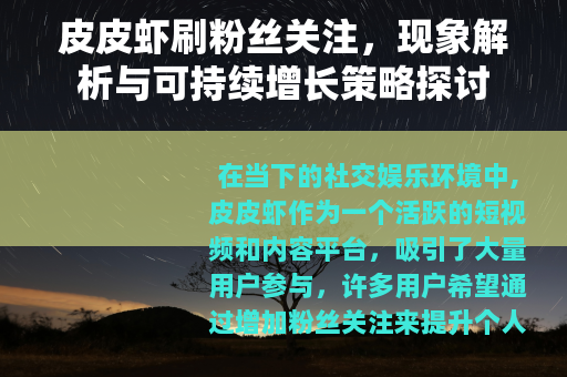 皮皮虾刷粉丝关注，现象解析与可持续增长策略探讨
