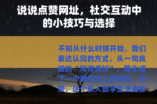 说说点赞网址，社交互动中的小技巧与选择