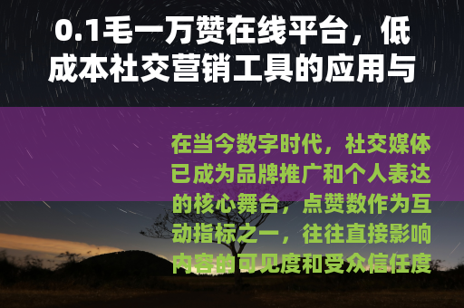 0.1毛一万赞在线平台，低成本社交营销工具的应用与市场前景分析