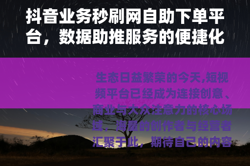 抖音业务秒刷网自助下单平台，数据助推服务的便捷化实践与生态观察