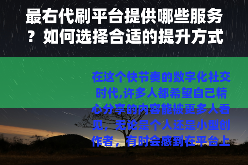 最右代刷平台提供哪些服务？如何选择合适的提升方式