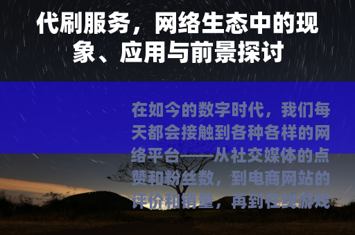 代刷服务，网络生态中的现象、应用与前景探讨