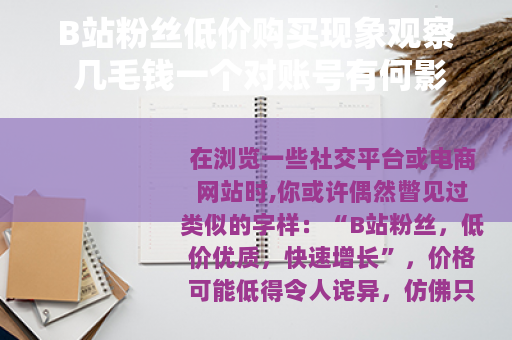 B站粉丝低价购买现象观察 几毛钱一个对账号有何影响