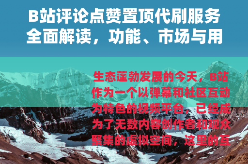 B站评论点赞置顶代刷服务全面解读，功能、市场与用户选择指南