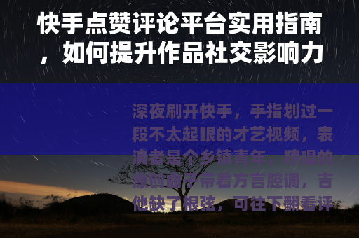 快手点赞评论平台实用指南，如何提升作品社交影响力