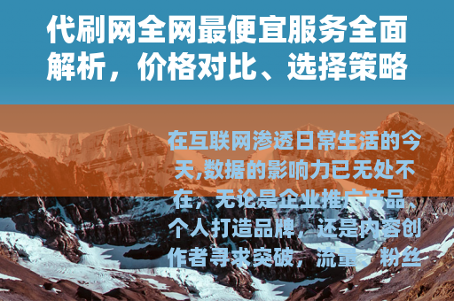 代刷网全网最便宜服务全面解析，价格对比、选择策略与用户体验分享