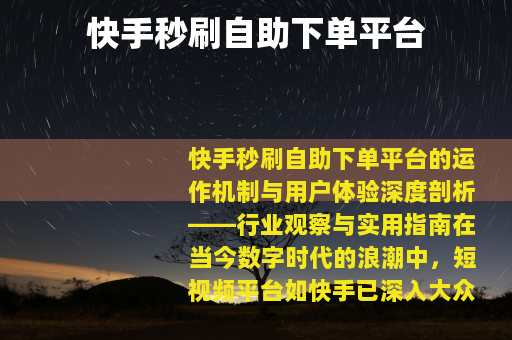 快手秒刷自助下单平台