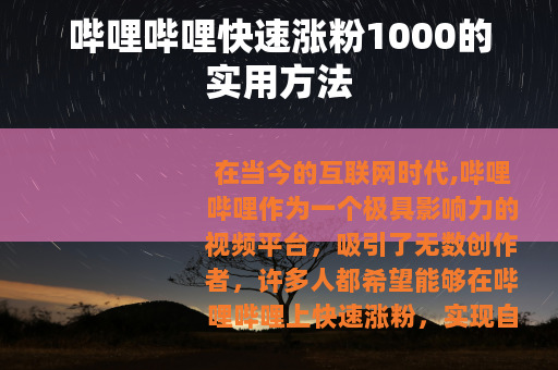 哔哩哔哩快速涨粉1000的实用方法