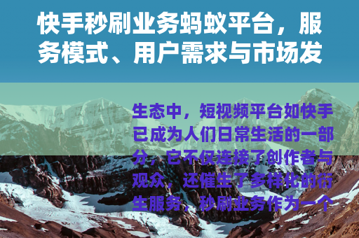 快手秒刷业务蚂蚁平台，服务模式、用户需求与市场发展分析
