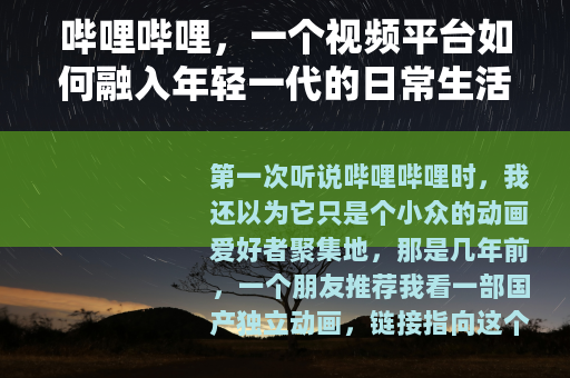 哔哩哔哩，一个视频平台如何融入年轻一代的日常生活与文化表达
