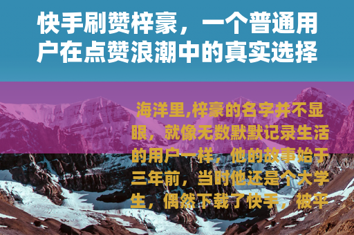 快手刷赞梓豪，一个普通用户在点赞浪潮中的真实选择与成长