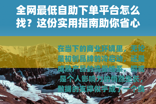 全网最低自助下单平台怎么找？这份实用指南助你省心省钱