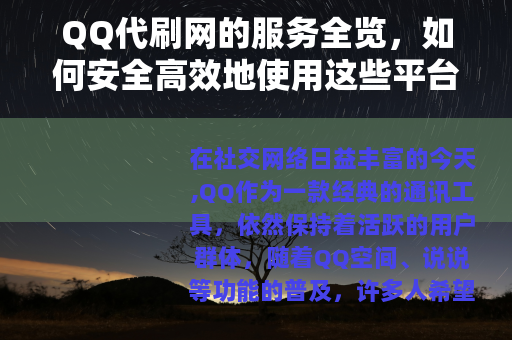 QQ代刷网的服务全览，如何安全高效地使用这些平台