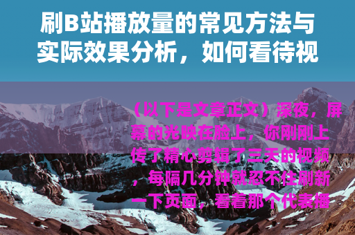 刷B站播放量的常见方法与实际效果分析，如何看待视频数据