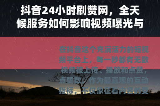 抖音24小时刷赞网，全天候服务如何影响视频曝光与用户互动