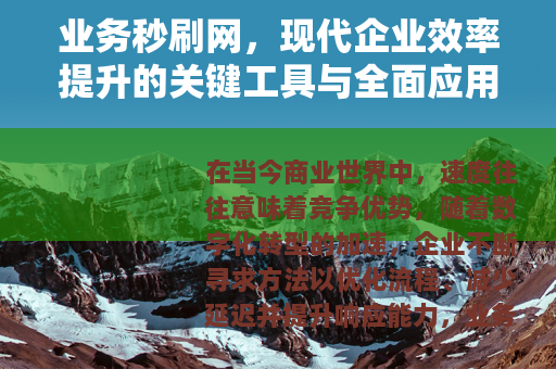 业务秒刷网，现代企业效率提升的关键工具与全面应用解析