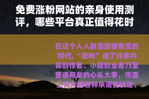 免费涨粉网站的亲身使用测评，哪些平台真正值得花时间