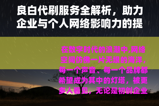 良白代刷服务全解析，助力企业与个人网络影响力的提升方法