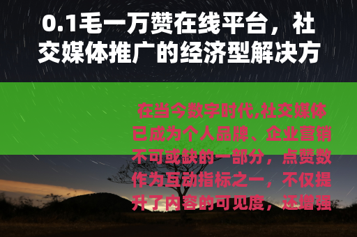 0.1毛一万赞在线平台，社交媒体推广的经济型解决方案与使用洞察