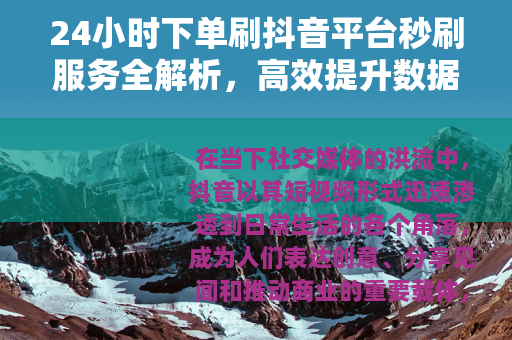 24小时下单刷抖音平台秒刷服务全解析，高效提升数据与影响力之道