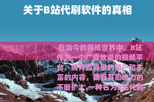 关于B站代刷软件的真相