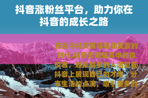 抖音涨粉丝平台，助力你在抖音的成长之路