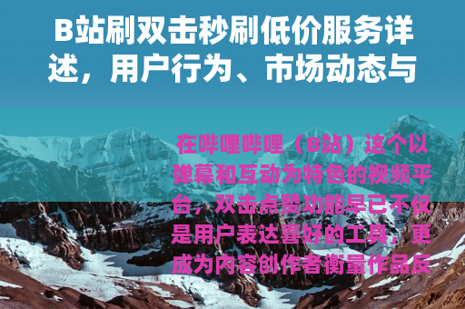 B站刷双击秒刷低价服务详述，用户行为、市场动态与平台生态
