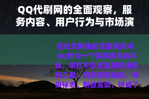 QQ代刷网的全面观察，服务内容、用户行为与市场演变分析
