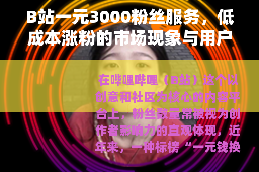 B站一元3000粉丝服务，低成本涨粉的市场现象与用户心理剖析
