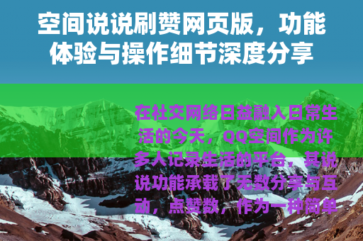 空间说说刷赞网页版，功能体验与操作细节深度分享