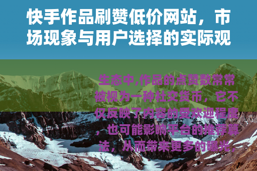快手作品刷赞低价网站，市场现象与用户选择的实际观察