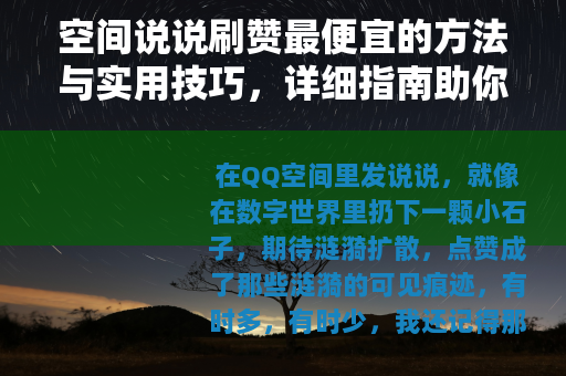 空间说说刷赞最便宜的方法与实用技巧，详细指南助你提升社交互动