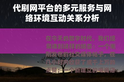 代刷网平台的多元服务与网络环境互动关系分析