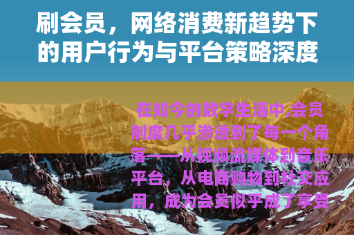 刷会员，网络消费新趋势下的用户行为与平台策略深度解析