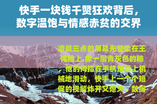快手一块钱千赞狂欢背后，数字温饱与情感赤贫的交界