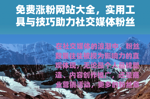 免费涨粉网站大全，实用工具与技巧助力社交媒体粉丝自然增长